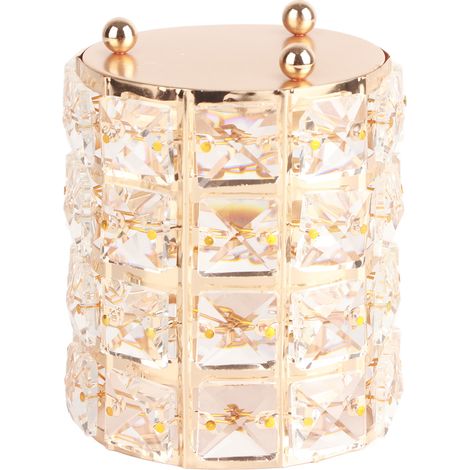 Porte-crayons de Bureau en Cristal, Organisateur Stylo et Pinceaux de Maquillage, Rangement de Table Doré (1/5)