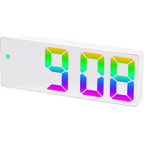 Réveil à police couleur - 0725, coque noire, miroir C