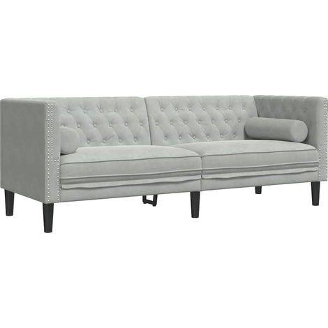 Sofá Gris Claro 194 x 74,5 x 70,5 cm Terciopelo vidaXL