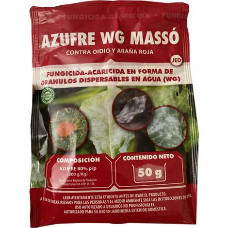 Fongicide au soufre WG Masso contre l'oïdium et les tétranyques 50 g  Granulés hydrodispersibles  Lutte antiparasitaire
