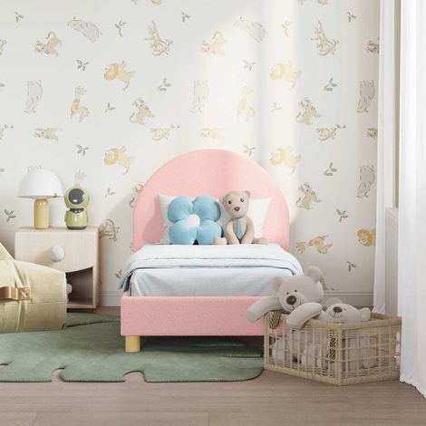 Kinderbettgestell mit Kopfteil Rosa 70 x 140 cm Schafstoff