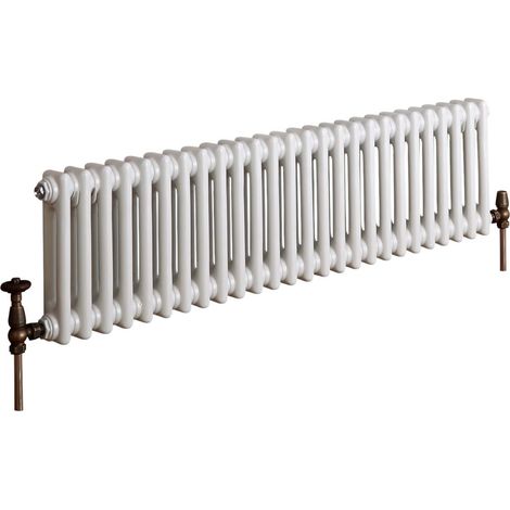 Hudson Reed Windsor - Radiateur Rétro Horizontal Blanc à Colonnes 2 x 22 - 834 Watts - 30 x 119cm