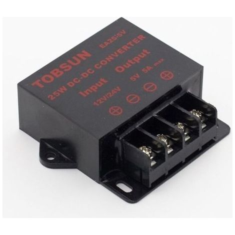 Convertitore di tensione CC/trasformatore di alimentazione, da 12V/24V a 5V, 5A, 25W, convertitore step-down CC, regolabile per schermi LED, automobili, alimentatori, ecc. (1/5)