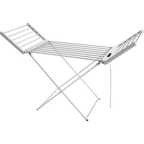 Tendedero eléctrico plegable, Silvestre, 260W aluminio con temporizador, control de temperatura, cable de 1,2 m y diseño 93x147x52,5 cm para secado rápido, color aluminio