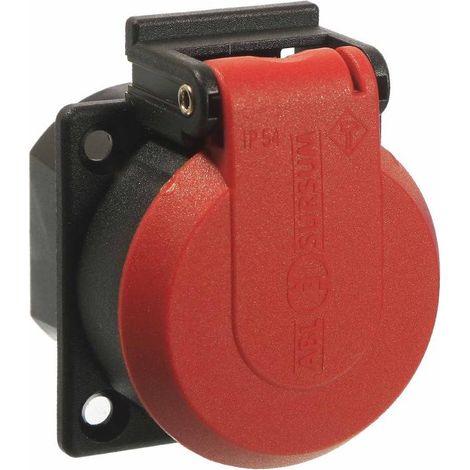 as Schwabe SchukoEinbaudose 250V 16A1fach mit Klappdeckel, rot 45080