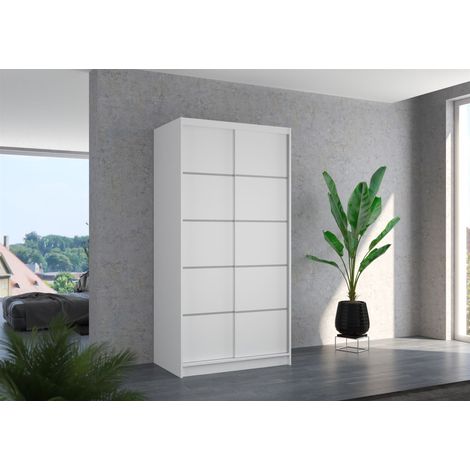 Schiebetürenschrank Schrank Nr.130 in Weiß matt 100x200x58 cm (1/3)