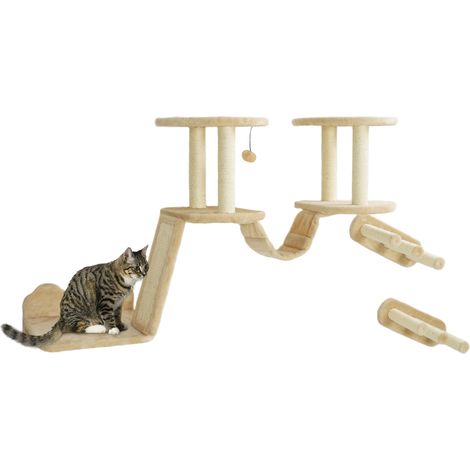 Katzentreppen-Set, Wand- und Deckenmontage, für Katzen bis 5 kg, Beige