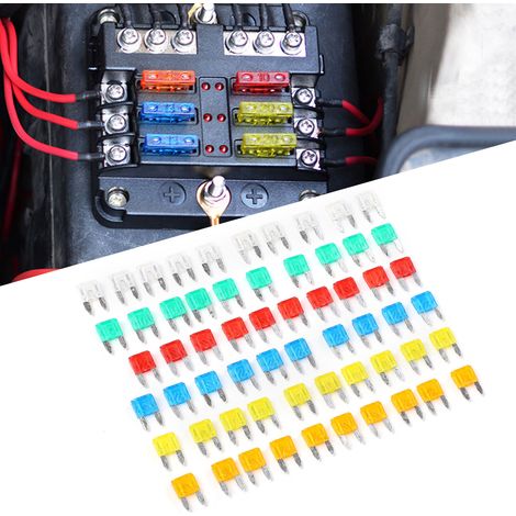 Packung mit 60 Miniatur-Flachsicherungen für Kraftfahrzeuge, einsteckbare Kfz-Sicherungen, Mini-Flachsicherungen (1/5)