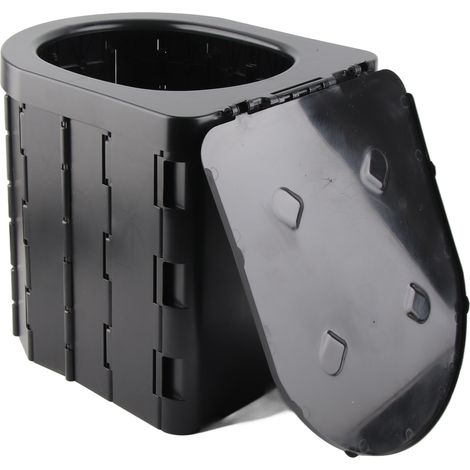 Portable Toilettes de Voyage Extérieur Auto Tour Pliantes avec Couvercle pour Camping Randonnée Noir (1/5)