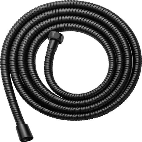 Flexible de douche universel en acier inoxydable (noir, 1,5 m). (1/5)