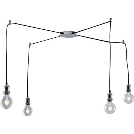 Fan Europe GROOVE Plafonnier Suspendu à 4 Lumières en Grappe Chrome 250cm (1/2)