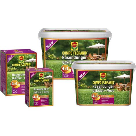 COMPO Rasendünger gegen Unkraut+Moos 6 kg für 200 qm (1/2)