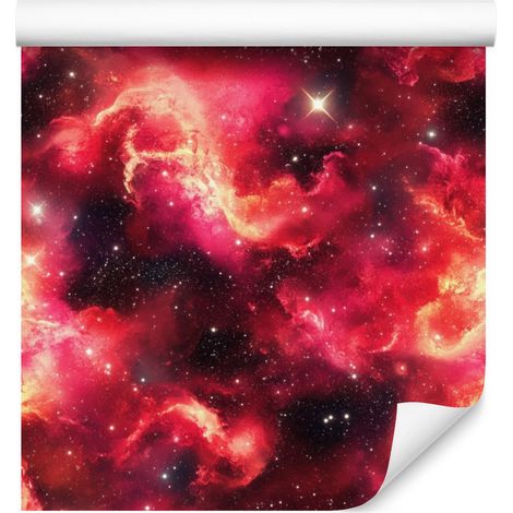Aquarell-Galaxy-Tapete in Rot und Rosa für Wohn- und Schlafzimmer, 50x1000 (1/5)