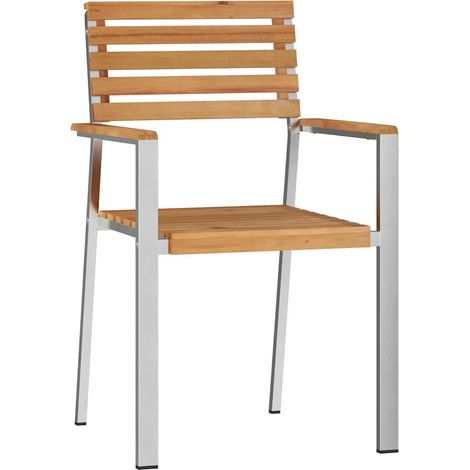 Lot de 2 Chaise de jardin，Chaise d'extérieur Marron 56 x 54.5 x 87 cm Teck massif CFW7308412 (1/5)
