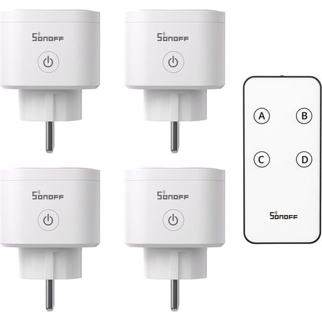 SONOFF S61s Matter WLAN Smart Steckdose, 4er Pack inkl. Funk-Fernbedienung, Energiemessung & Stromkostenberechnung, kompatibel mit Alexa, Apple HomeKit, Google Home & Home Assistant, 1875W Überlastsch (1/5)