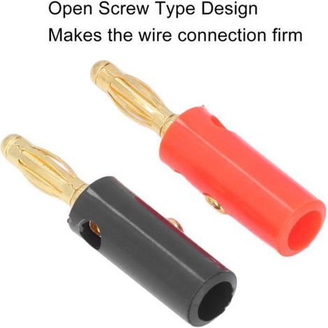Fiche Banane - Connecteur Haut-Parleur 4 mm - Plaqué Or - Vis Ouverte - Universel Pour Système Audio Voiture - 20 Pièces (1/4)