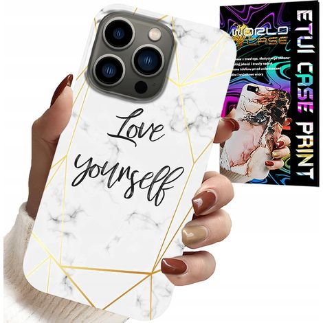 Coque pour iPhone 15 Pro Max - marbre blanc avec bordures dorées - Je t'aime (1/5)