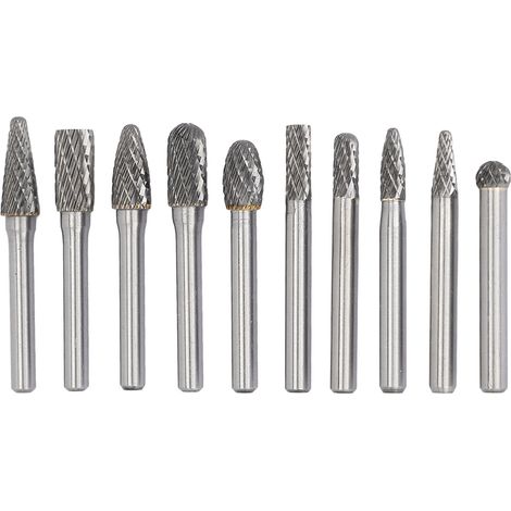 Ortviai Lot de 10 fraises rotatives en carbure de tungstène pour meulage métal et bois (1/5)