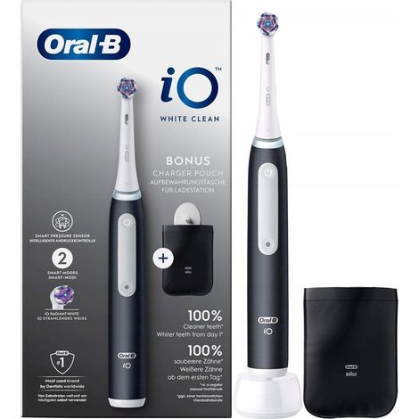 Oral-B iO white clean Zahnbürste schwarz-weiß + Schutzhülle