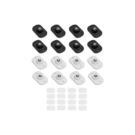 16 Mini Roulettes à Billes Auto-adhésives Rotation 360° Extra Plates, Billes Inox, Base ABS, Lot de 16 Pièces (8 Noir+8 Blanc), Roulettes Adhésives pour Meubles et Électroménagers (1/5)