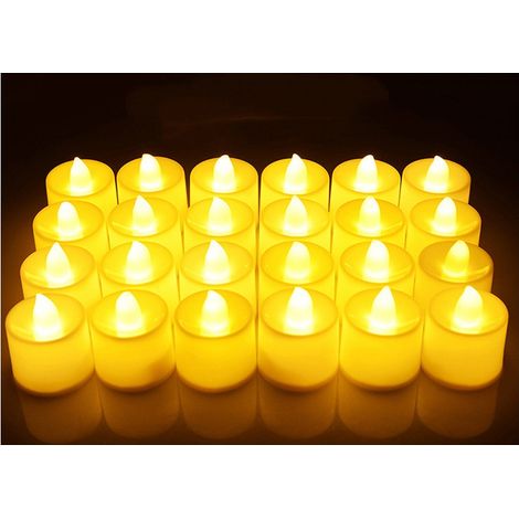 Bougies à LED Lot de 24 bougies,bougies chauffe-plat lumineuses et scintillantes, Bougie Électrique Chauffe-Plat Décorative pour Noël, Mariage, Maison, Pâques, Fête, Intérieur