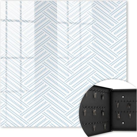 Armoire à clés - (30 cm x 30 cm) - Boîte à clés murale - Coffret de rangement pour clés - Couleur noire - Ouverture vers la gauche - Pour maison et bureau - chevrons subtils (1/5)