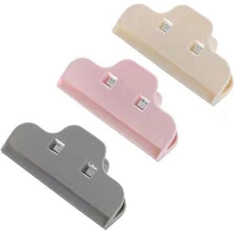 6 clips multifuncionales para bolsas，clips de colores para almacenar alimentos，para guardar frutos secos y aperitivos (6 unidades，3 colores) (1/3)