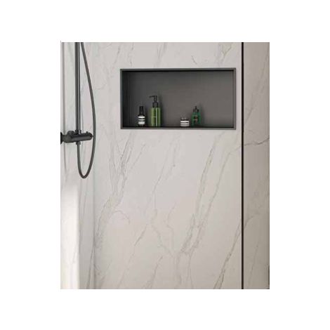 Nicchia da parete incassata 32x10x62H cm in acciaio inox AISI 304 Gedy serie GUEST - Nero Matt (1/4)