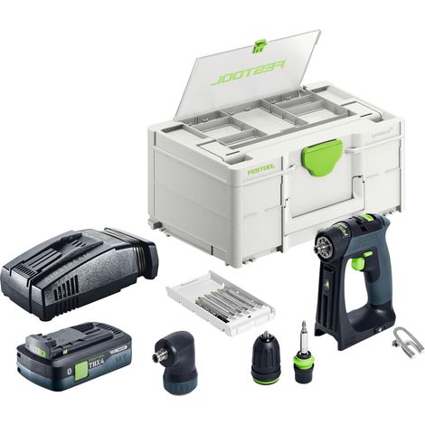 Set base Festool CXS 18 - Trapano avvitatore a batteria 18 V 40 Nm Brushless + 1x batteria 4,0 Ah + caricabatterie rapido + Systainer (1/5)