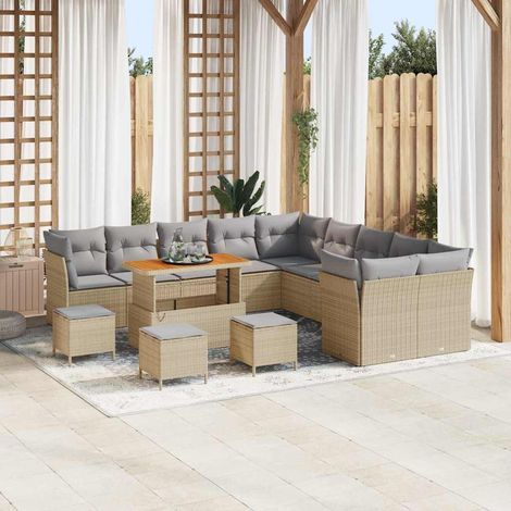 Gartensofa-set 14 pcs Beige Poly-Rattan