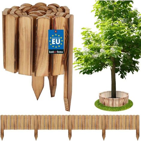 Bordure de jardin flexible en pin brûlé 200x20cm pour massifs de fleurs et allées (1/5)