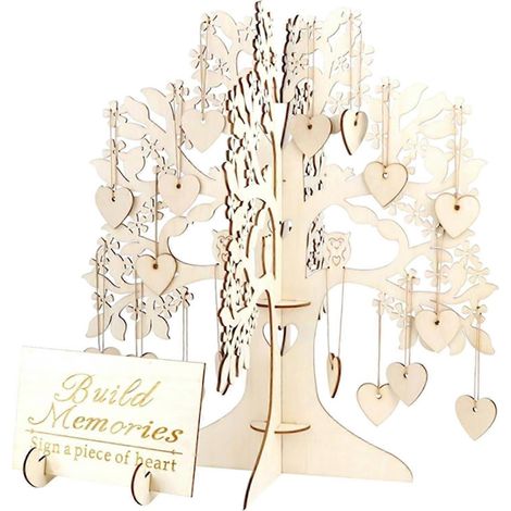 1 Set unfertiger Wunschbaumschmuck, hohles Design, leicht, einfach zu montieren, Holzbastelarbeit für Valentinstag Q (1/5)