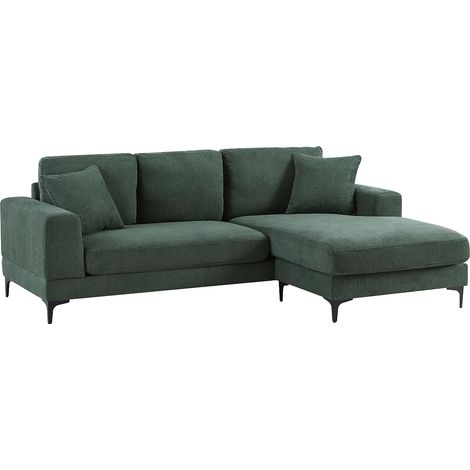 Canapé d'angle réversible en tissu texturé vert JAMOLO (1/5)