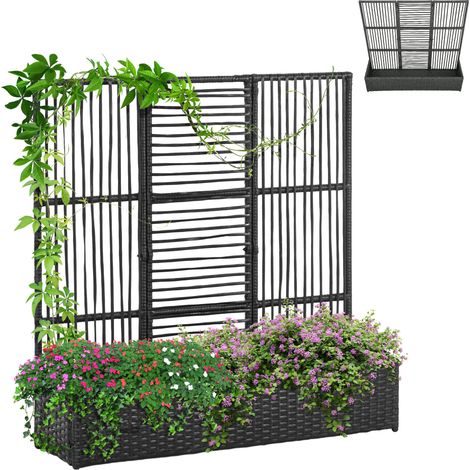 Jardinera, para plantas, 103 x 29 x 103 cm, negro (1/5)
