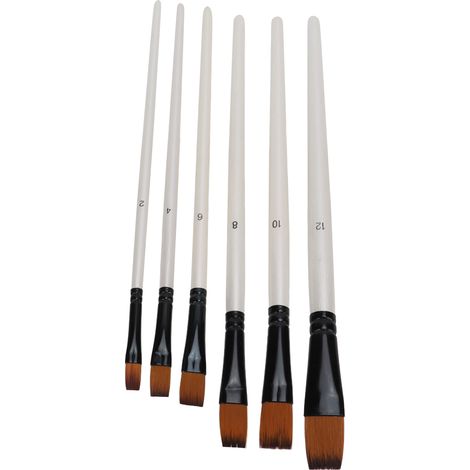 6 Pinceaux en Nylon à Manche Court, Résistants et Faciles à Nettoyer pour Peinture et Activités Artistiques (1/5)