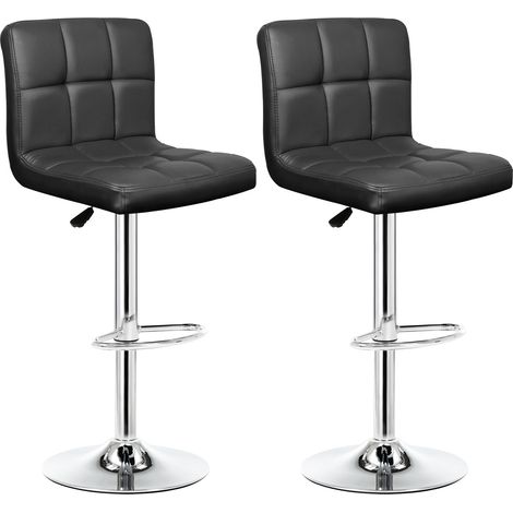 IntimaTe WM Heart Bar Stools Set of 2, Faux Leather Modern Square Kitchen Stools Set Swivel Chairs With Back (Black) 36 x 43 x 94.5cm (1/5)