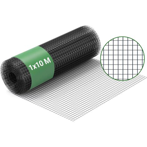 Wiltec Rete da voliera nera Maglie quadrate 19x19mm Rotolo da 10m Altezza 100cm Acciaio zincato (1/5)