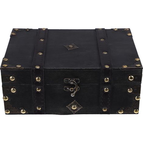 Coffre à Bijoux Coffre au Trésor en Bois Vintage Rectangulaire (1/5)