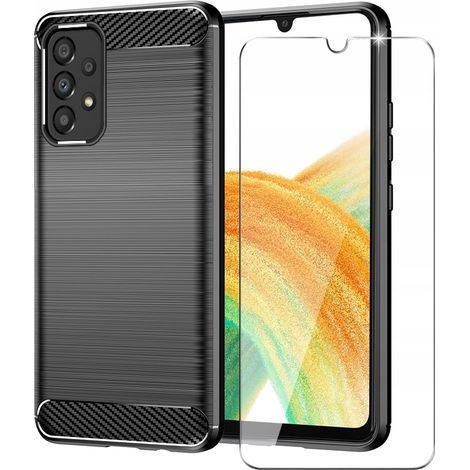 Étui pour SAMSUNG A33 5G ARMOR CARBON CASE NOIR ARRIÈRE CARBONE + VERRE (1/5)
