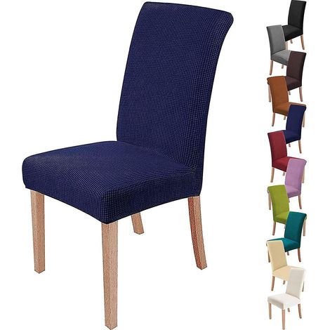 4-teiliges Stuhlhussen-Set (Marineblau), dehnbare Esszimmerstuhlhussen, moderner, waschbarer Stuhlschutz für Partys und Bankette (1/5)