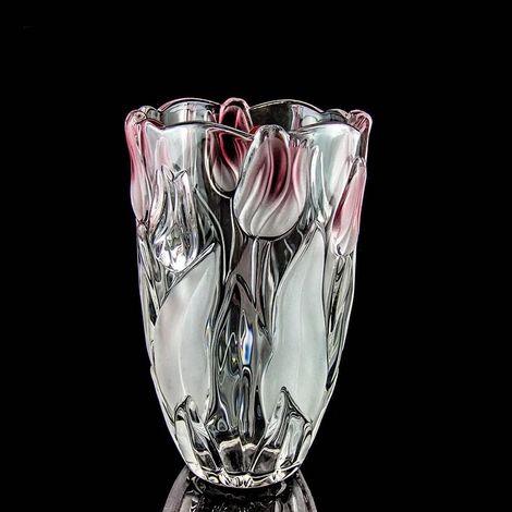 Vase à fleurs en verre de 23,6 cm de haut, vases en cristal uniques pour centres de table, vintage et en forme de tulipe, grands vases pour cadeaux de Noël et de Thanksgiving. (1/5)