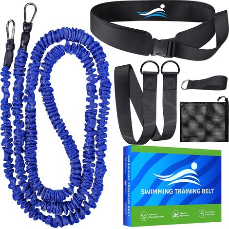 Laisse d'entraînement de Piscine Solide, Ceinture d'entraînement de Natation, Laisse de résistance de Natation, Laisse de Natation, Natation Stationnaire, réglable de 2,5 à 7,5 m (1/5)