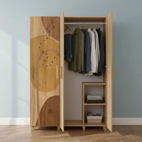 Dmora - Armario 3 puertas Dpiacer, Muebles de dormitorio, Vestidor, Armario de ropa, 120x48h189 cm, Roble (1/5)