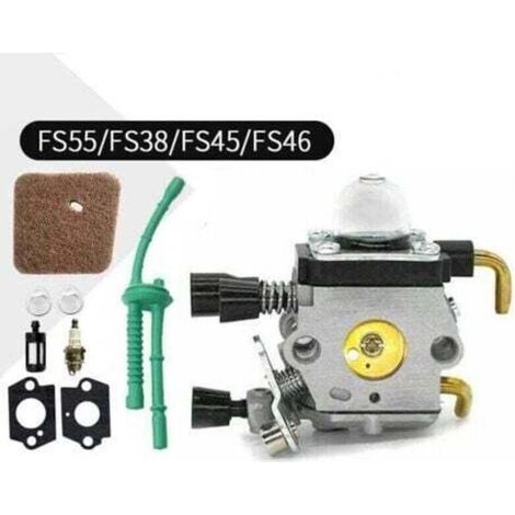 Carburateur pour Stihl FS55 FS38 FS55R FS55RC HL45 KM55 FS80 FR85 FH75 FS45 FS46 FS74 FS75 HL75 HS70 C1Q-S63 C1Q-S69 Moteur Cutter Trimmer avec Joint Bougie D'Allumage Éponge Filtre Tuyau-- (1/5)