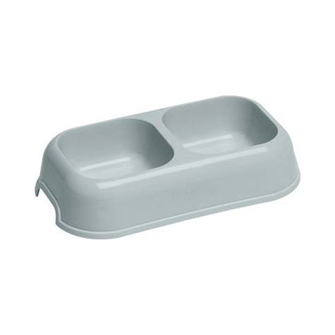 Set 6 ciotole doppie per cani e gatti in plastica riciclata 0,7 litri bordo antiscivolo e maniglie laterali colori assortiti Ferplast (1/2)
