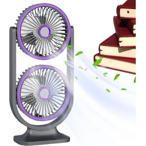 Wiederaufladbarer USB-Tischventilator – Tragbarer Doppelventilator für Zuhause, Outdoor, Reisen, Schule, Schlafzimmer, Wohnzimmer, Auto (1/5)