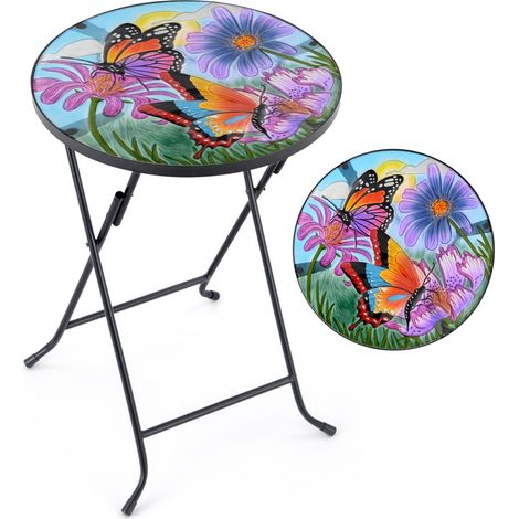 Glass Butterfly Garden Table