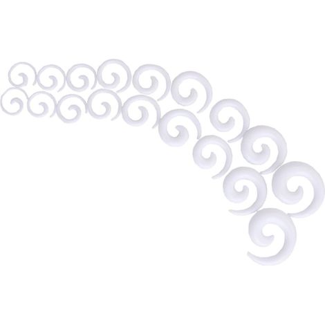 9 Paires Ecarteur d'Oreille Tunnel Plug en Acrylique Forme Spirale Blanc (1/5)