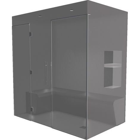 Desineo – Kit de construction cabine de douche hammam 200 x 120 cm – Paroi vitrée à carreler – Générateur de vapeur avec système audio Bluetooth (1/4)