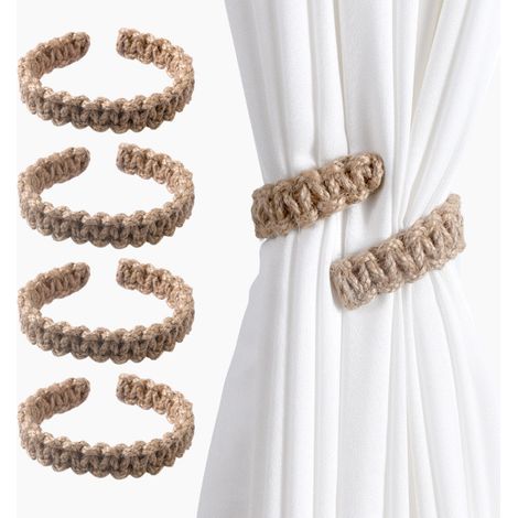 Embrasses de rideaux marron style bohème (lot de 2) - Embrasses de rideaux (sans perçage) (1/4)